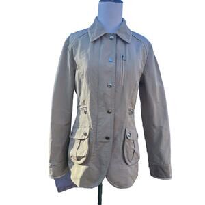 Bogner Sport Womens Tan Lambskin Leather trim Riding jacket sz USA 8